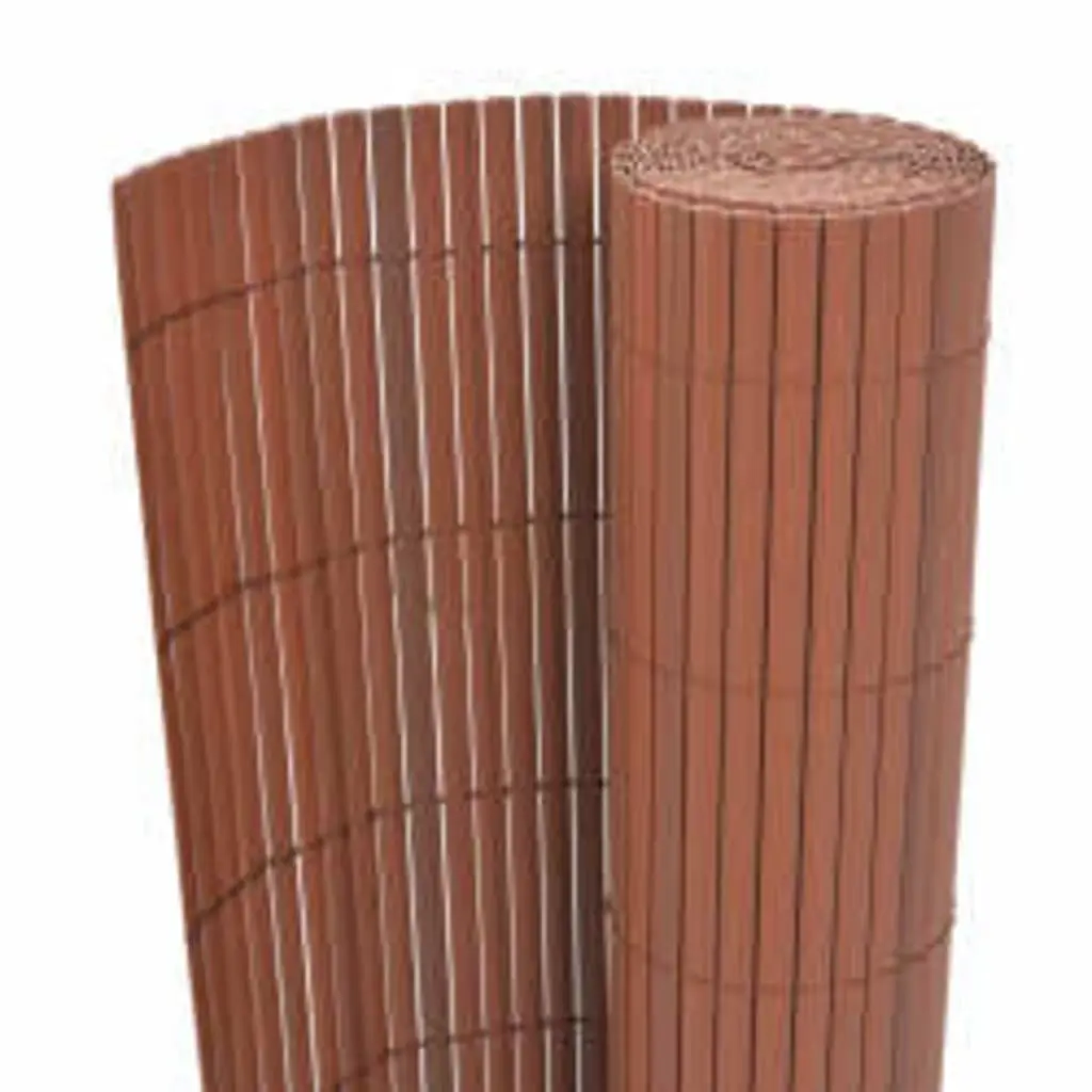 Garden Fence Panel Weather-Resistant PVC 90x400cm Brown Double-Sided Outdoor Barrier