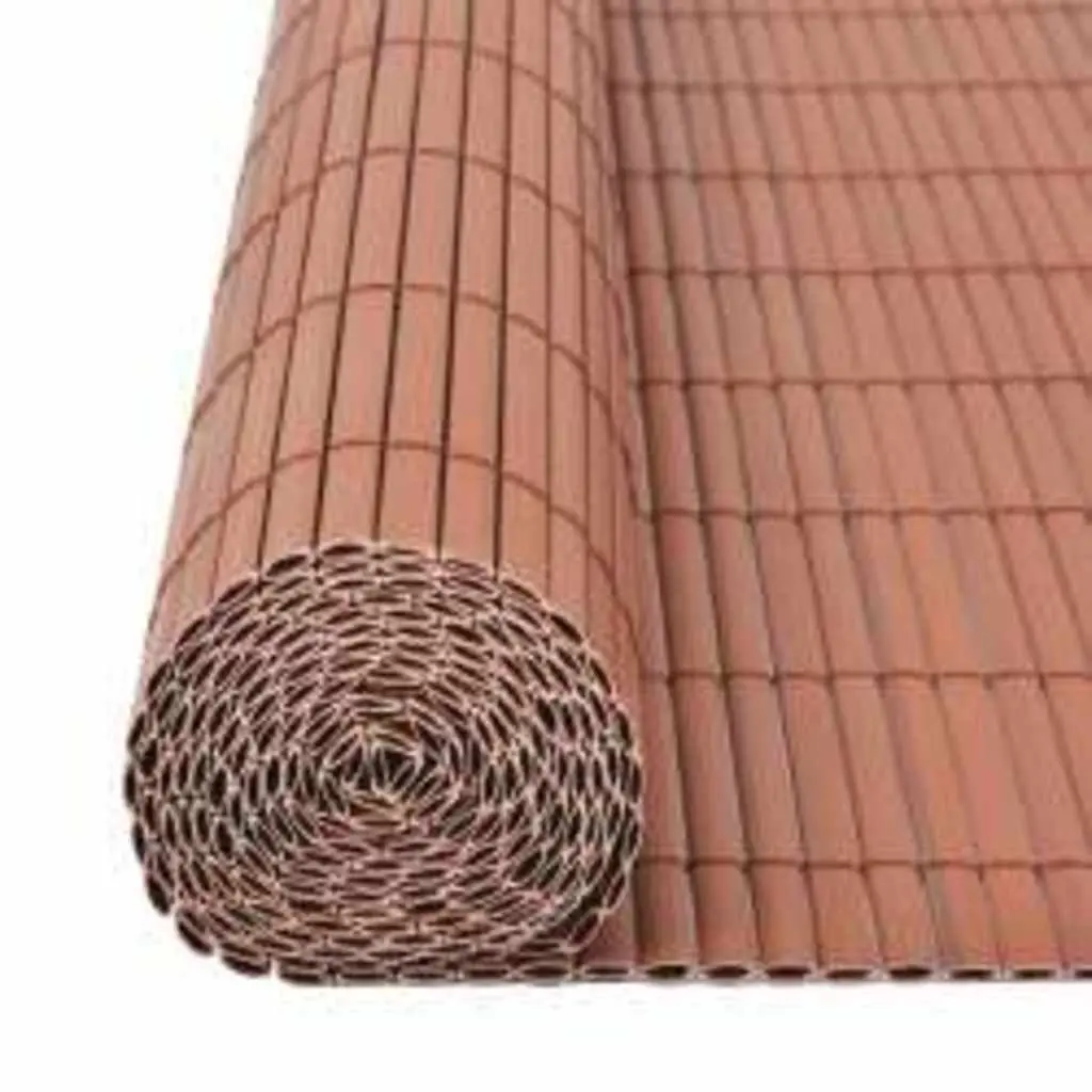 Garden Fence Panel Weather-Resistant PVC 90x400cm Brown Double-Sided Outdoor Barrier