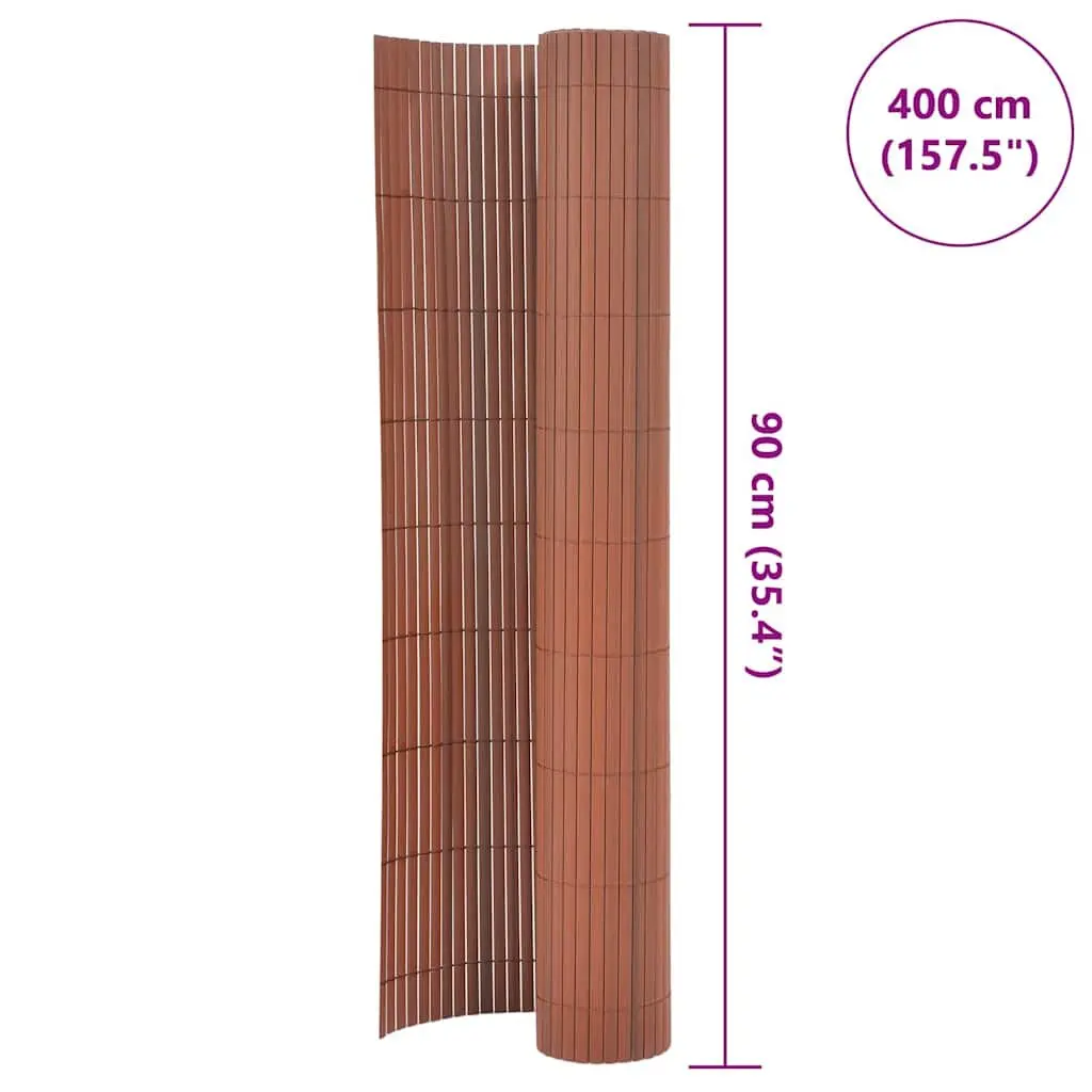 Garden Fence Panel Weather-Resistant PVC 90x400cm Brown Double-Sided Outdoor Barrier