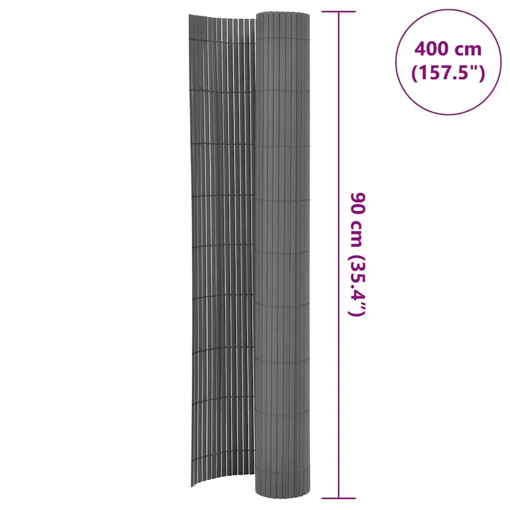Decorative Garden Fence Panel Double-Sided Grey Weather-Resistant PVC 90x400cm Outdoor Barrier