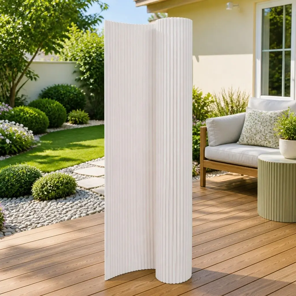 Double-Sided Garden Fence Panel White Weather-Resistant PVC 110x300cm Decorative Barrier