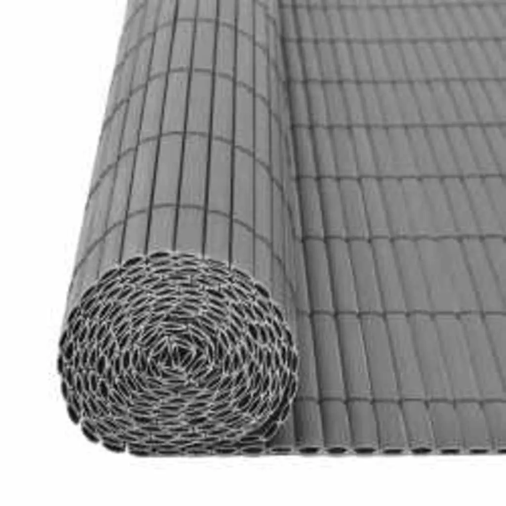 Garden Fence Panel Double-Sided Grey 110x400cm Weather-Resistant PVC Decorative Barrier Outdoor