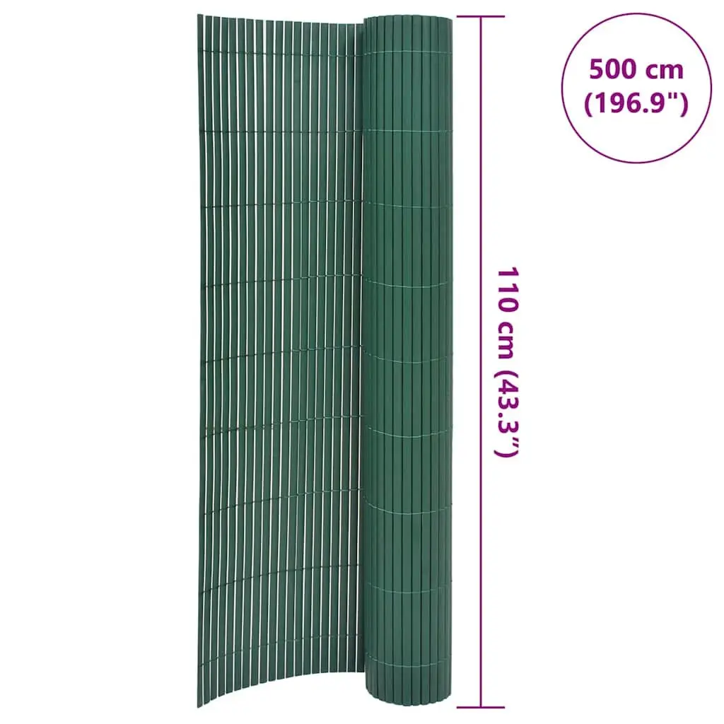 Double-Sided Garden Fence Panel PVC 110x500 cm Green Decorative Barrier