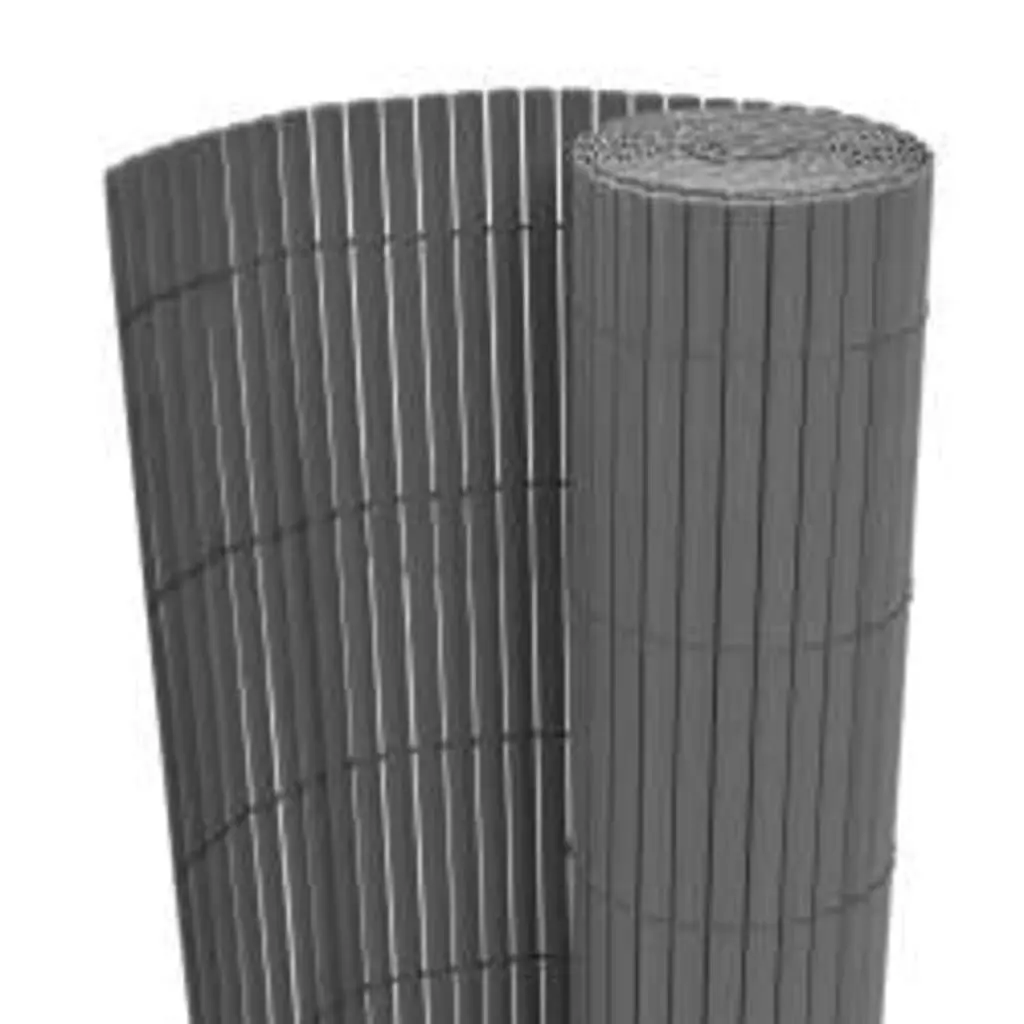 Garden Fence Panel Grey PVC 110x500cm Double-Sided Decorative Barrier for Landscaping