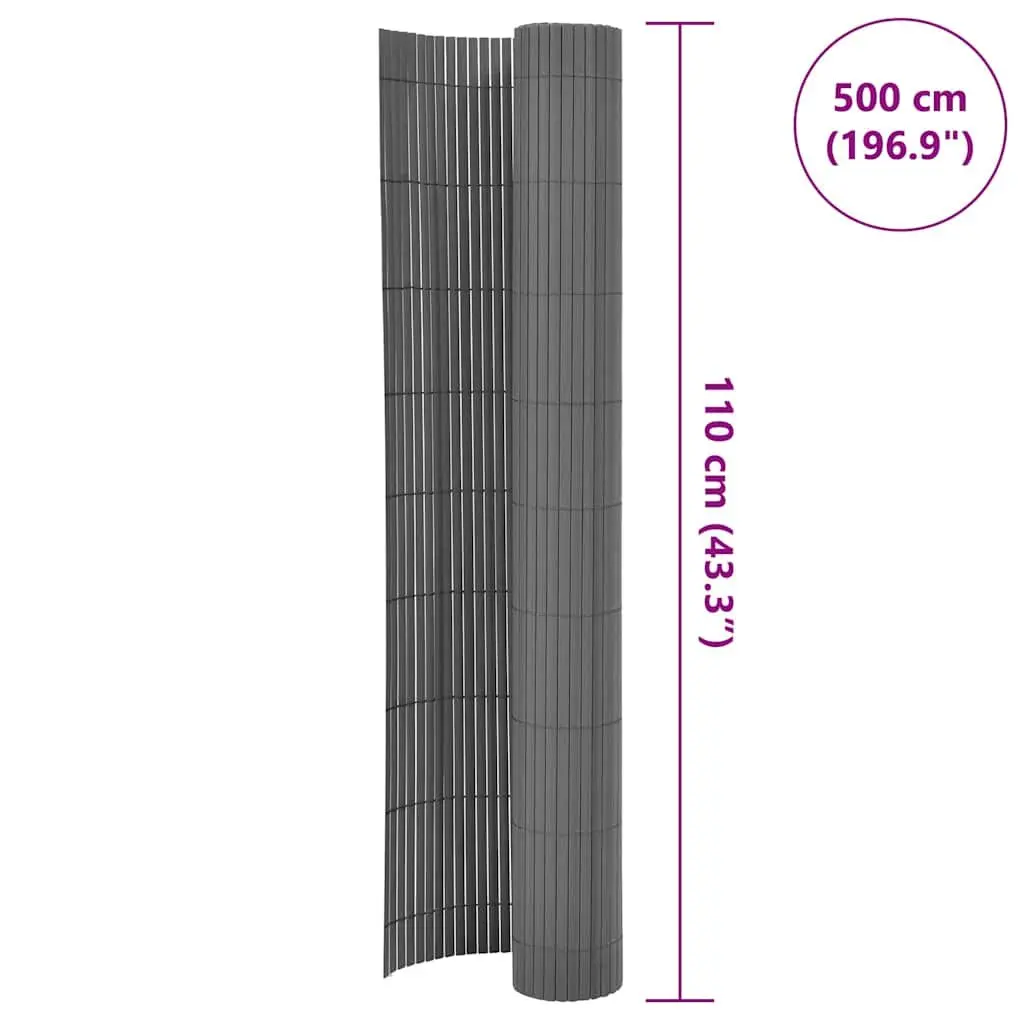 Garden Fence Panel Grey PVC 110x500cm Double-Sided Decorative Barrier for Landscaping