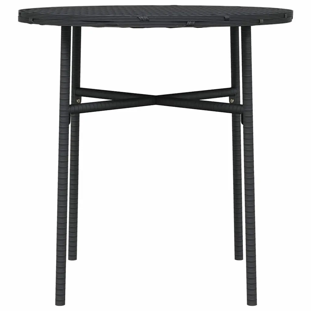 Round Tea Table Black PE Rattan 45cm Outdoor Patio Garden Furniture with Powder Coated Steel Frame
