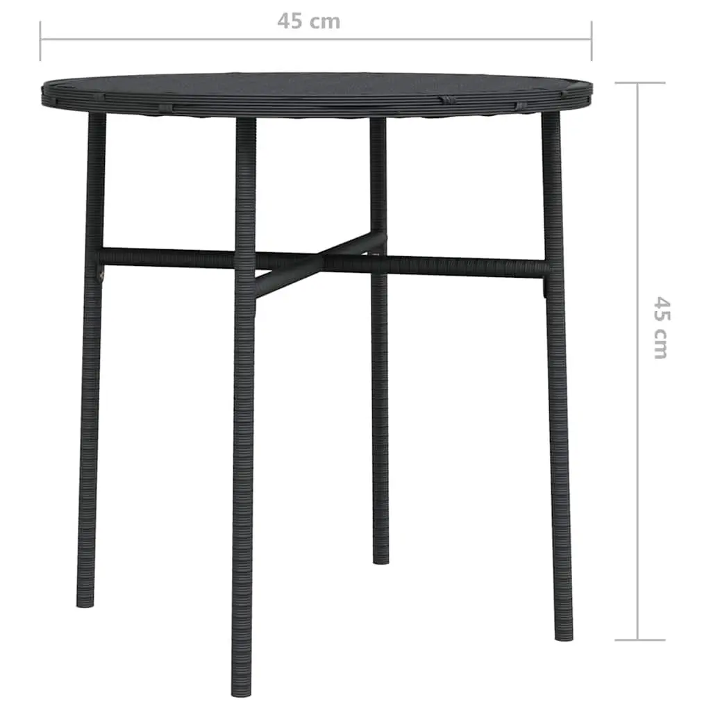 Round Tea Table Black PE Rattan 45cm Outdoor Patio Garden Furniture with Powder Coated Steel Frame