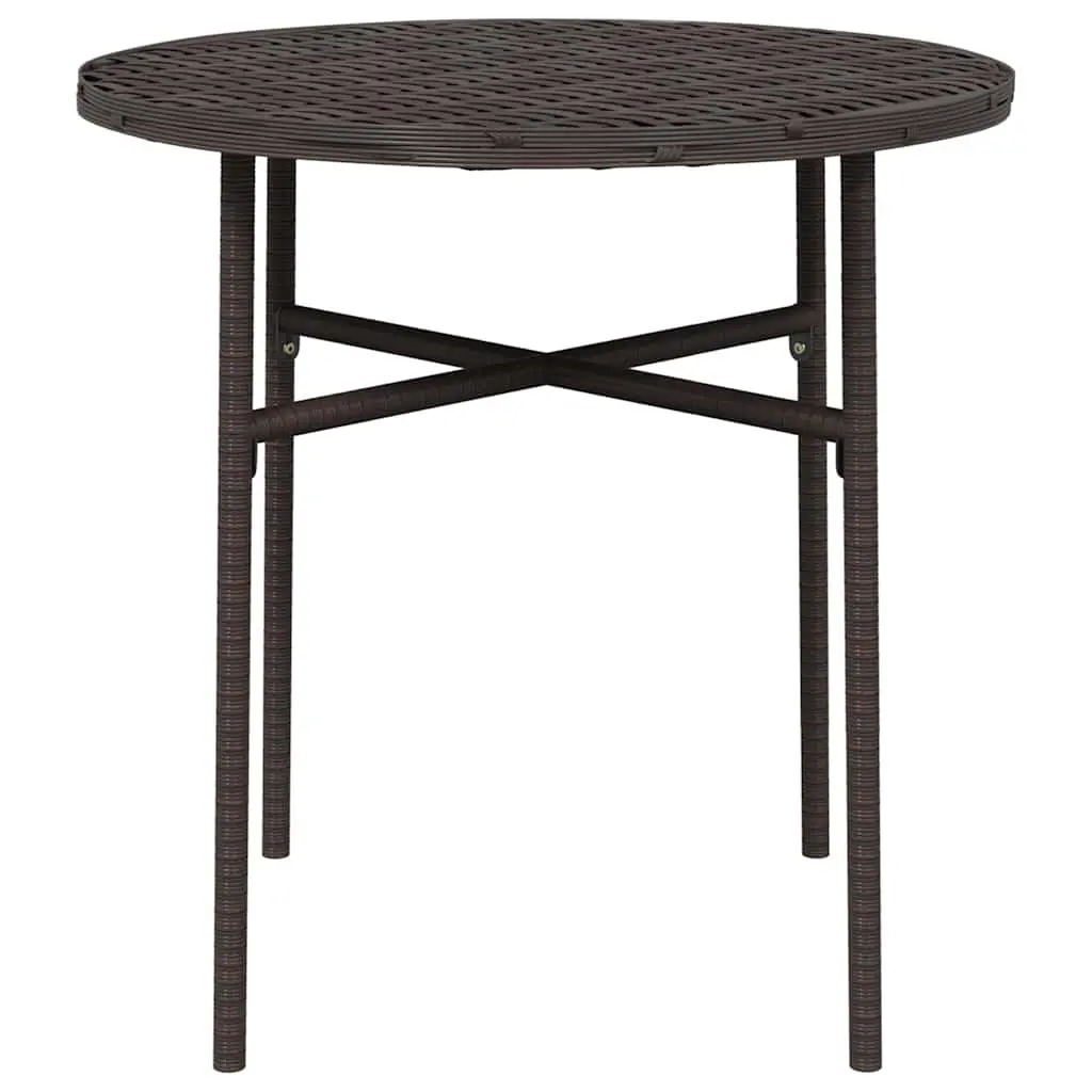 Round Tea Table Weather Resistant PE Rattan 45cm Brown Outdoor Garden Patio
