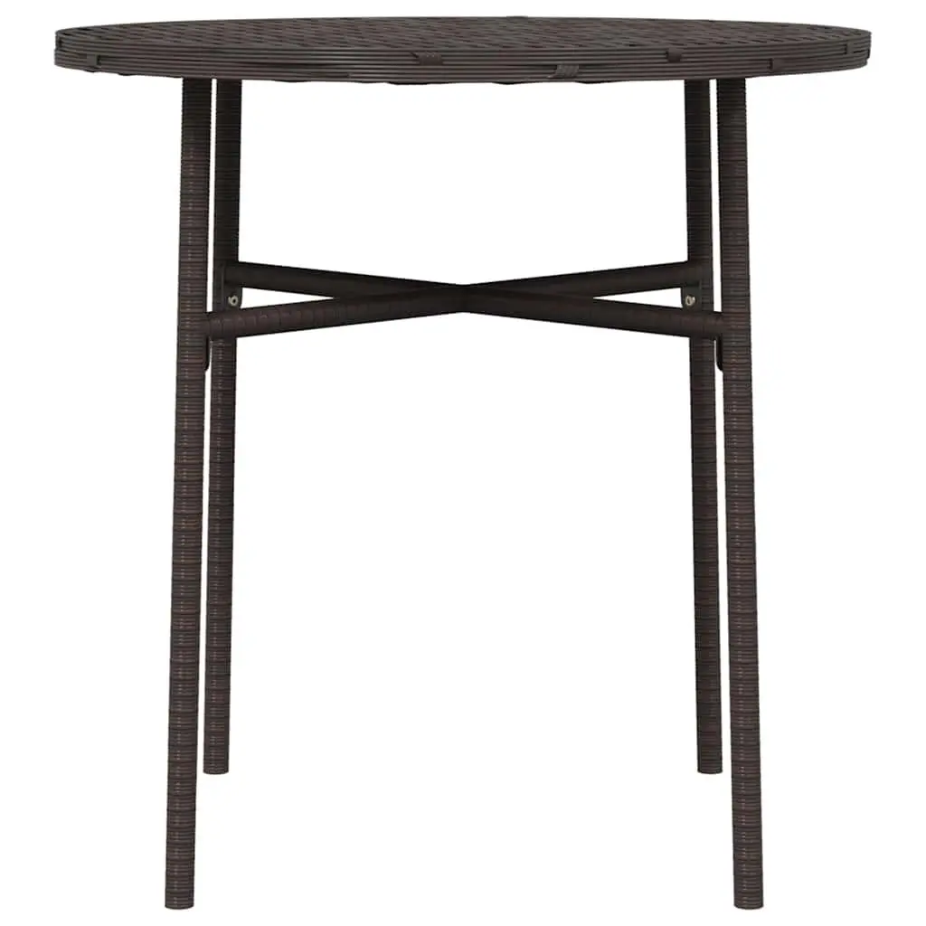 Round Tea Table Weather Resistant PE Rattan 45cm Brown Outdoor Garden Patio