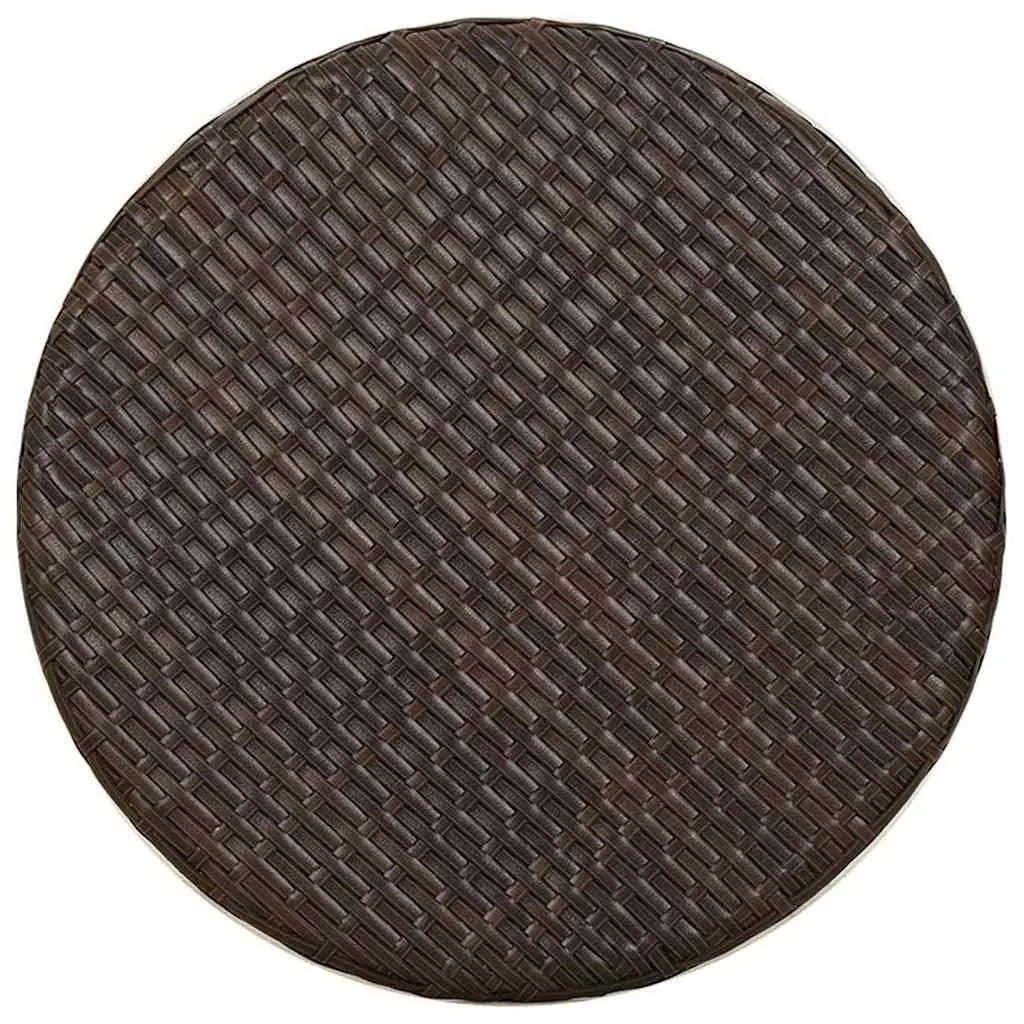 Round Tea Table Weather Resistant PE Rattan 45cm Brown Outdoor Garden Patio