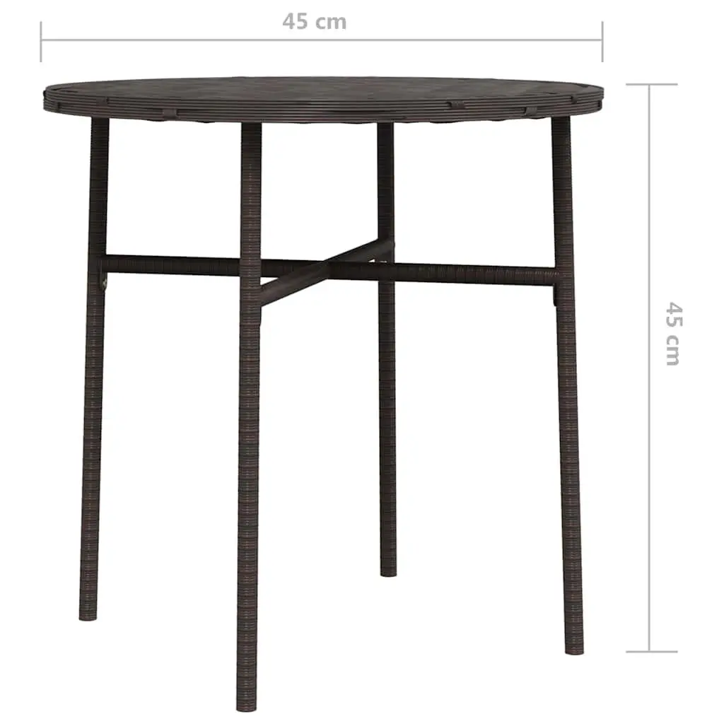 Round Tea Table Weather Resistant PE Rattan 45cm Brown Outdoor Garden Patio
