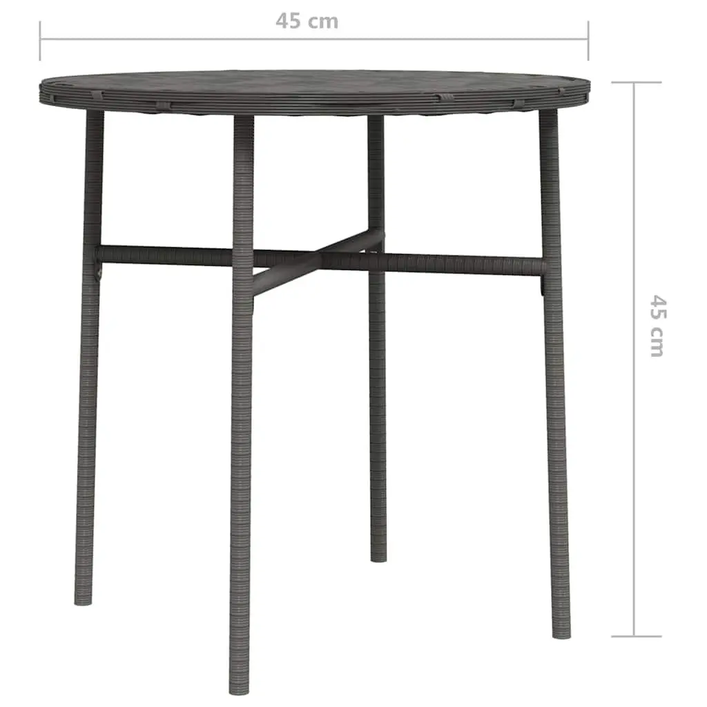Outdoor Tea Table Round Grey PE Rattan 45cm Patio Furniture