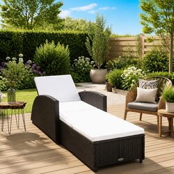 Black Rattan Lounger for Garden and Patio Use