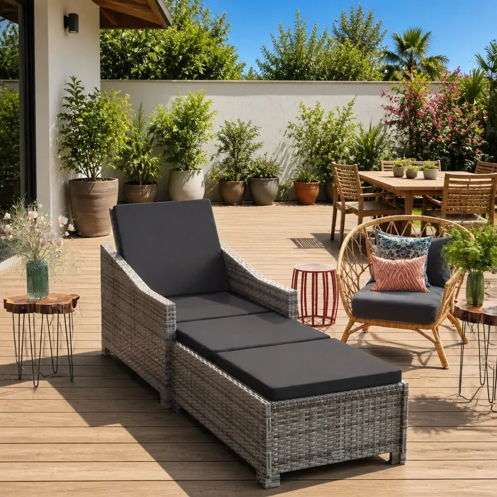 Outdoor Sun Lounger with Cushion
