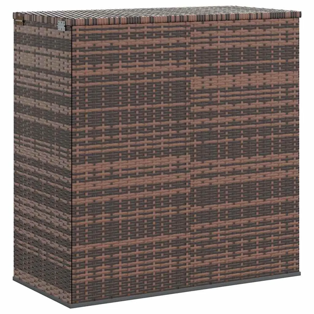 Garden Storage Box PE Rattan Outdoor Cushion Chest Brown Steel Frame