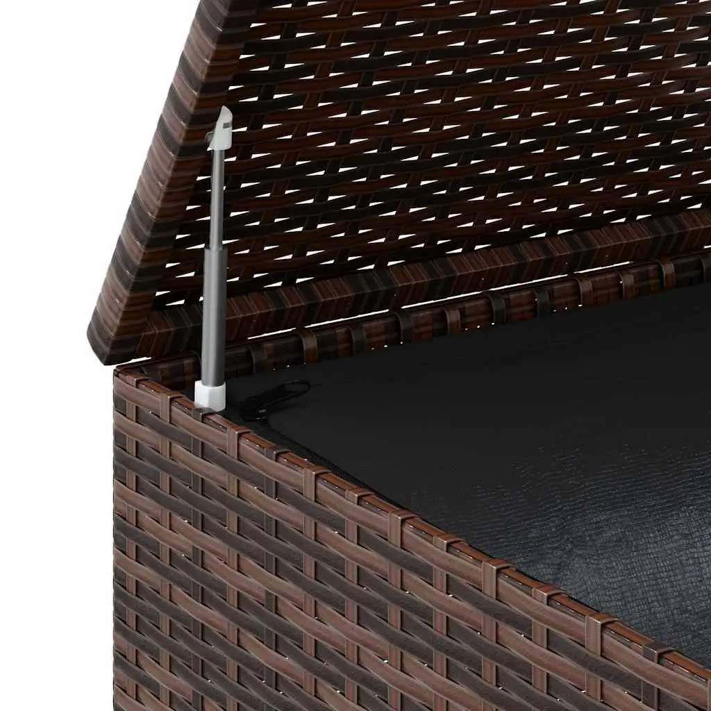 Garden Storage Box PE Rattan Outdoor Cushion Chest Brown Steel Frame