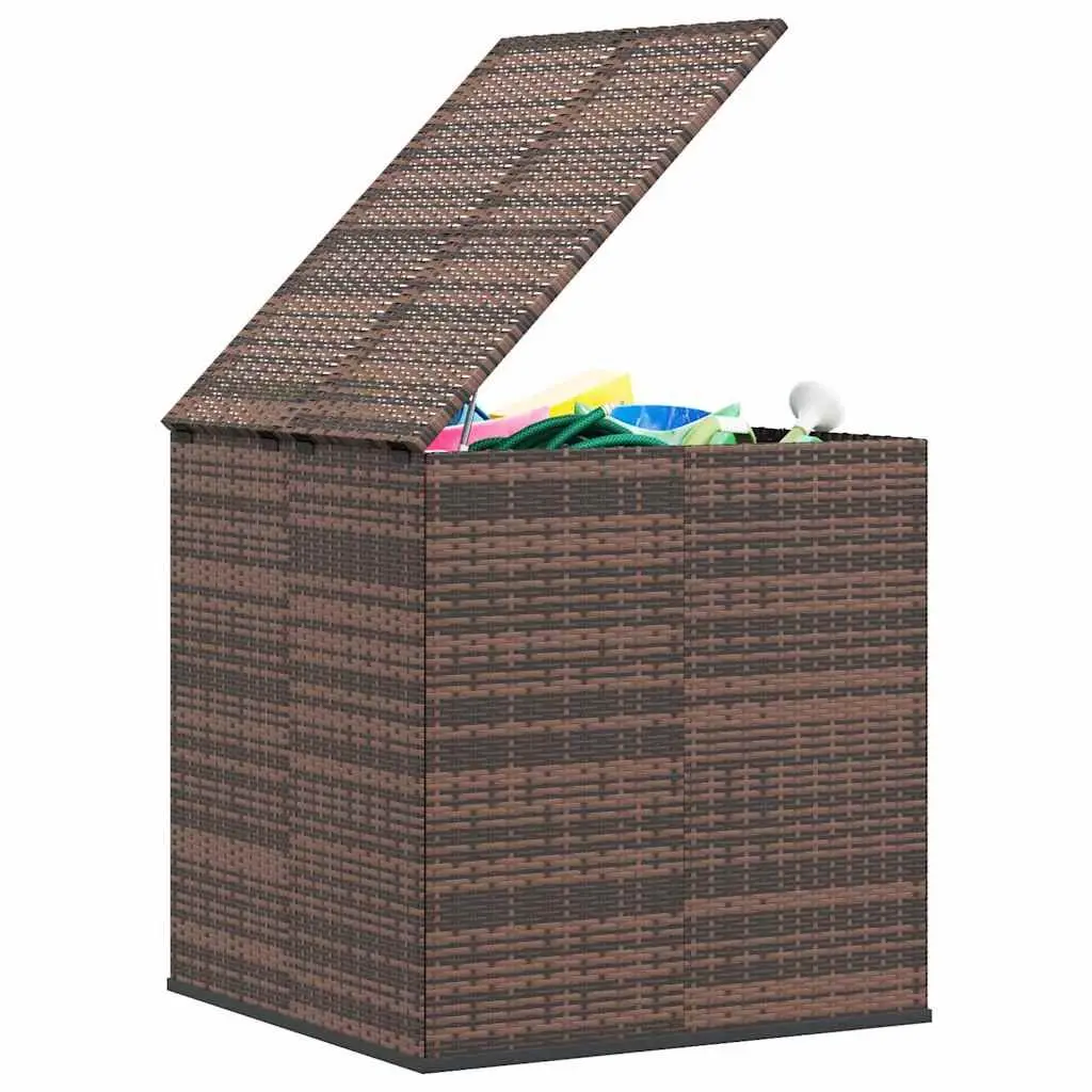 Garden Storage Box PE Rattan Outdoor Cushion Chest Brown 100x97.5x104cm