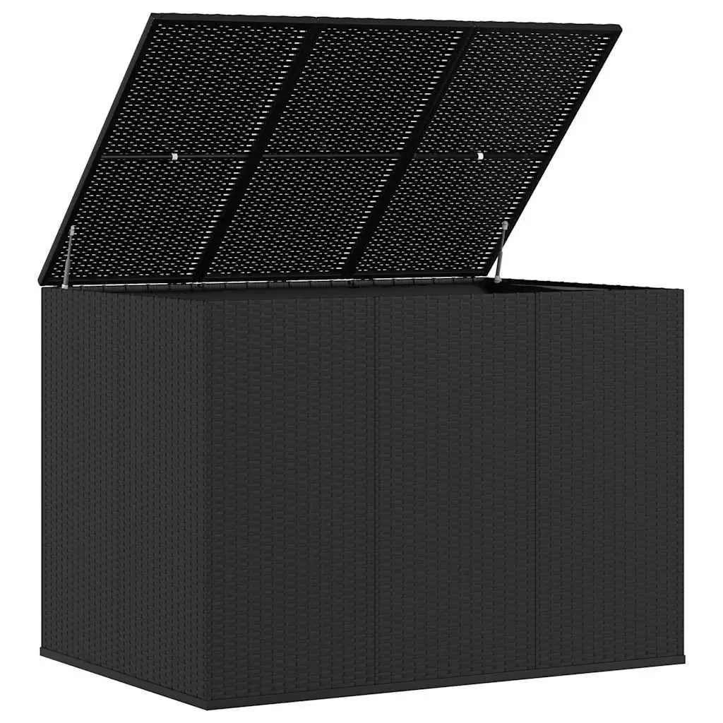 Garden Cushion Storage Box PE Rattan Weather Resistant Black 145 x 100 x 103 cm
