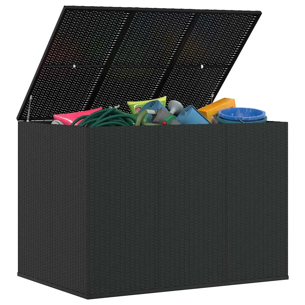 Garden Cushion Storage Box PE Rattan Weather Resistant Black 145 x 100 x 103 cm