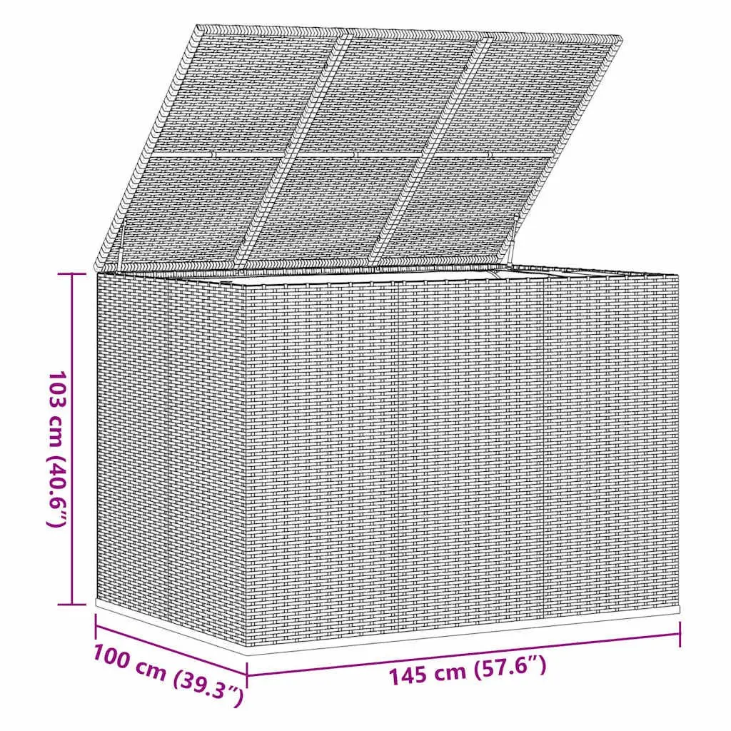 Garden Cushion Storage Box PE Rattan Weather Resistant Black 145 x 100 x 103 cm