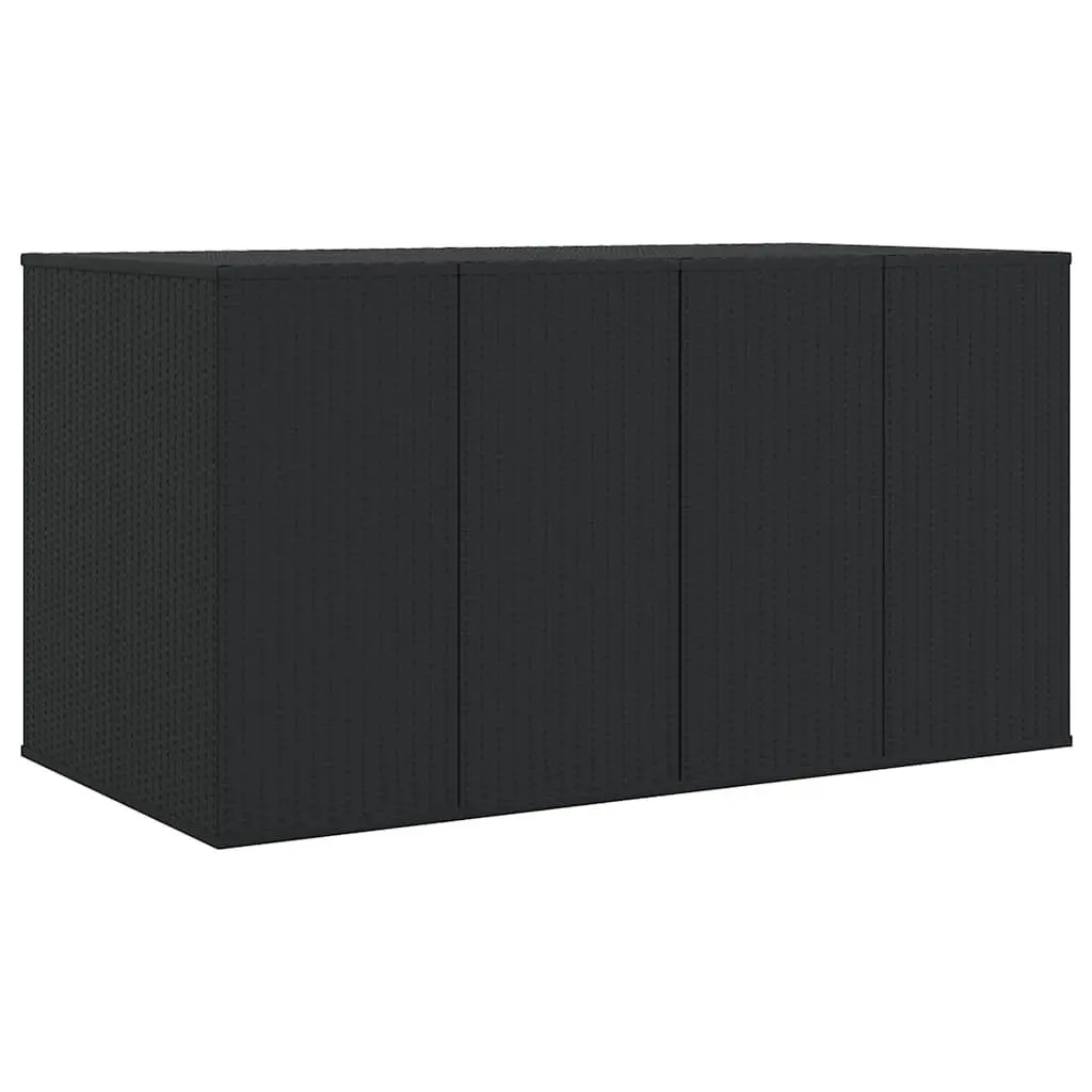Cushion Storage Box PE Rattan Black 194cm x 100cm x 103cm Outdoor Indoor Weather Resistant Steel Frame