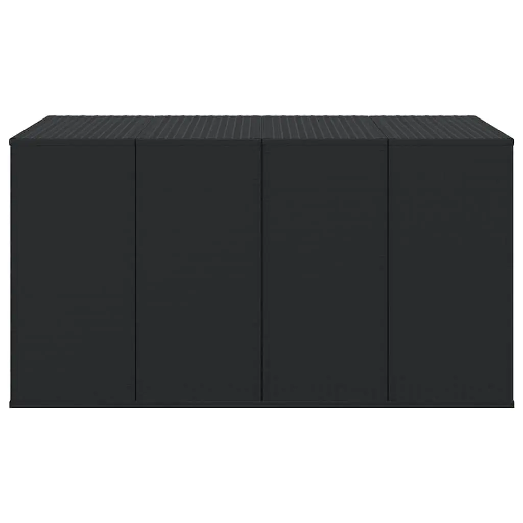 Cushion Storage Box PE Rattan Black 194cm x 100cm x 103cm Outdoor Indoor Weather Resistant Steel Frame