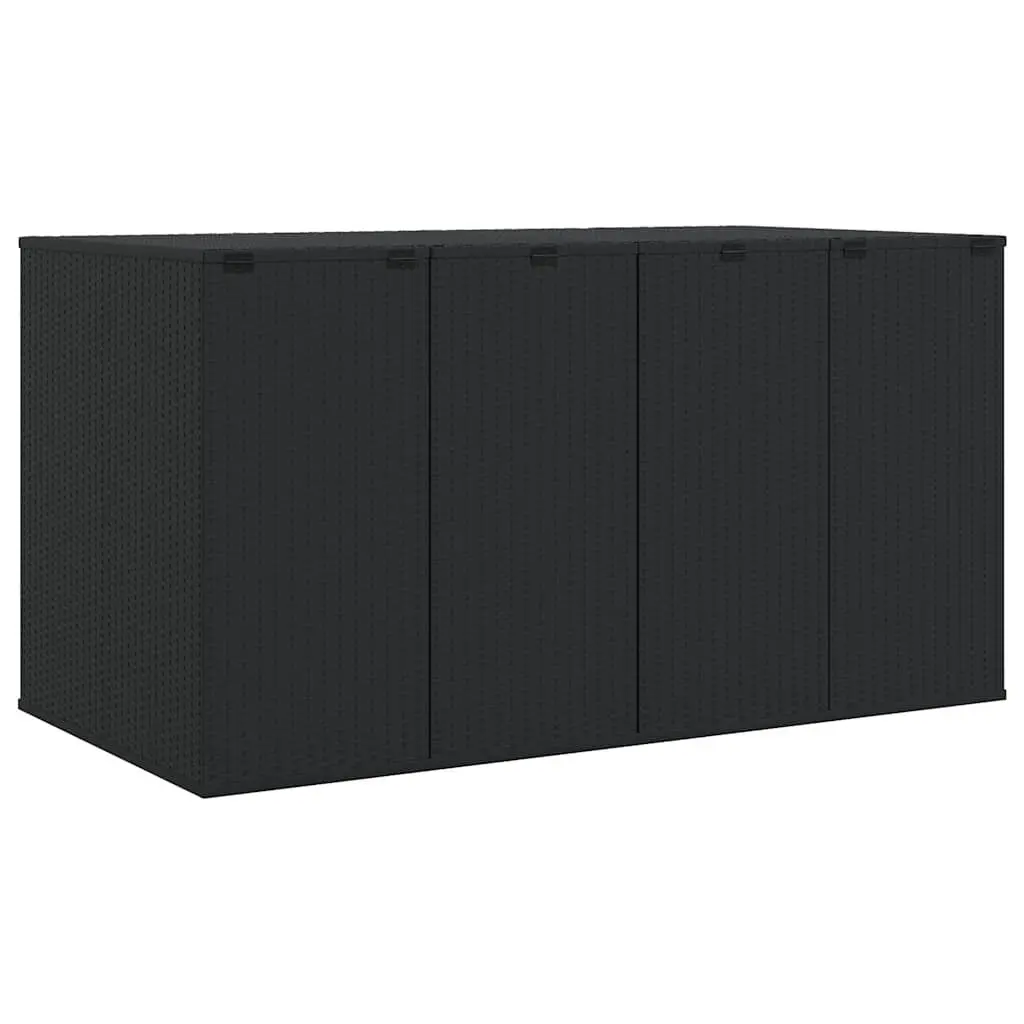 Cushion Storage Box PE Rattan Black 194cm x 100cm x 103cm Outdoor Indoor Weather Resistant Steel Frame