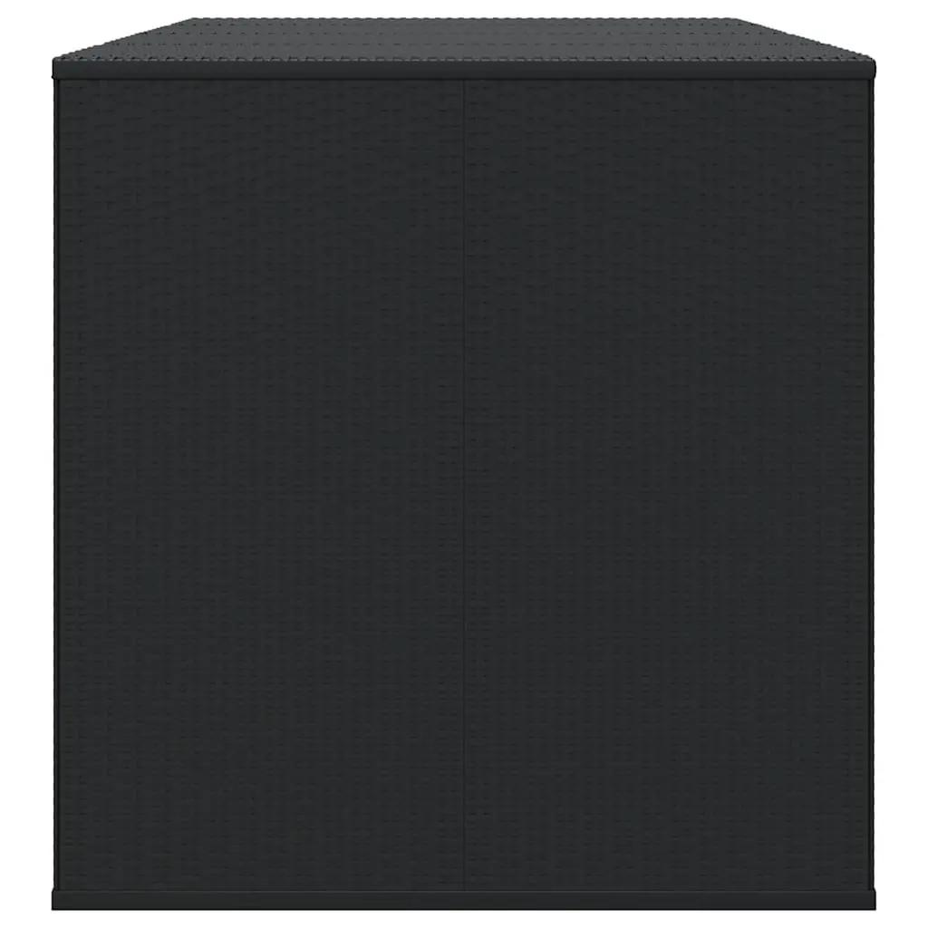 Cushion Storage Box PE Rattan Black 194cm x 100cm x 103cm Outdoor Indoor Weather Resistant Steel Frame
