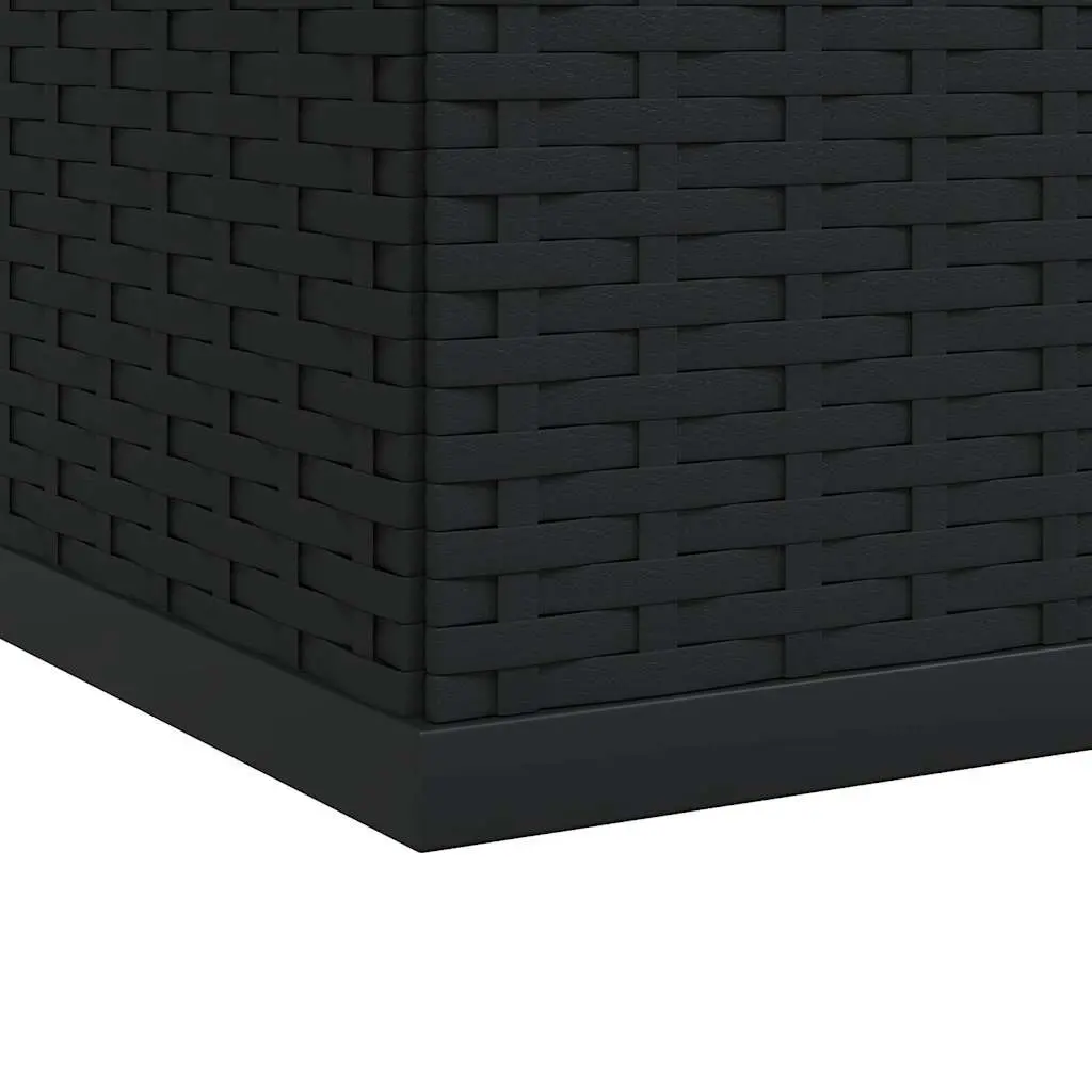 Cushion Storage Box PE Rattan Black 194cm x 100cm x 103cm Outdoor Indoor Weather Resistant Steel Frame