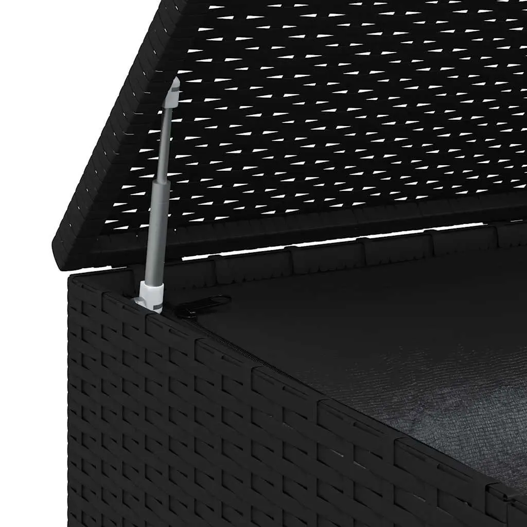 Cushion Storage Box PE Rattan Black 194cm x 100cm x 103cm Outdoor Indoor Weather Resistant Steel Frame