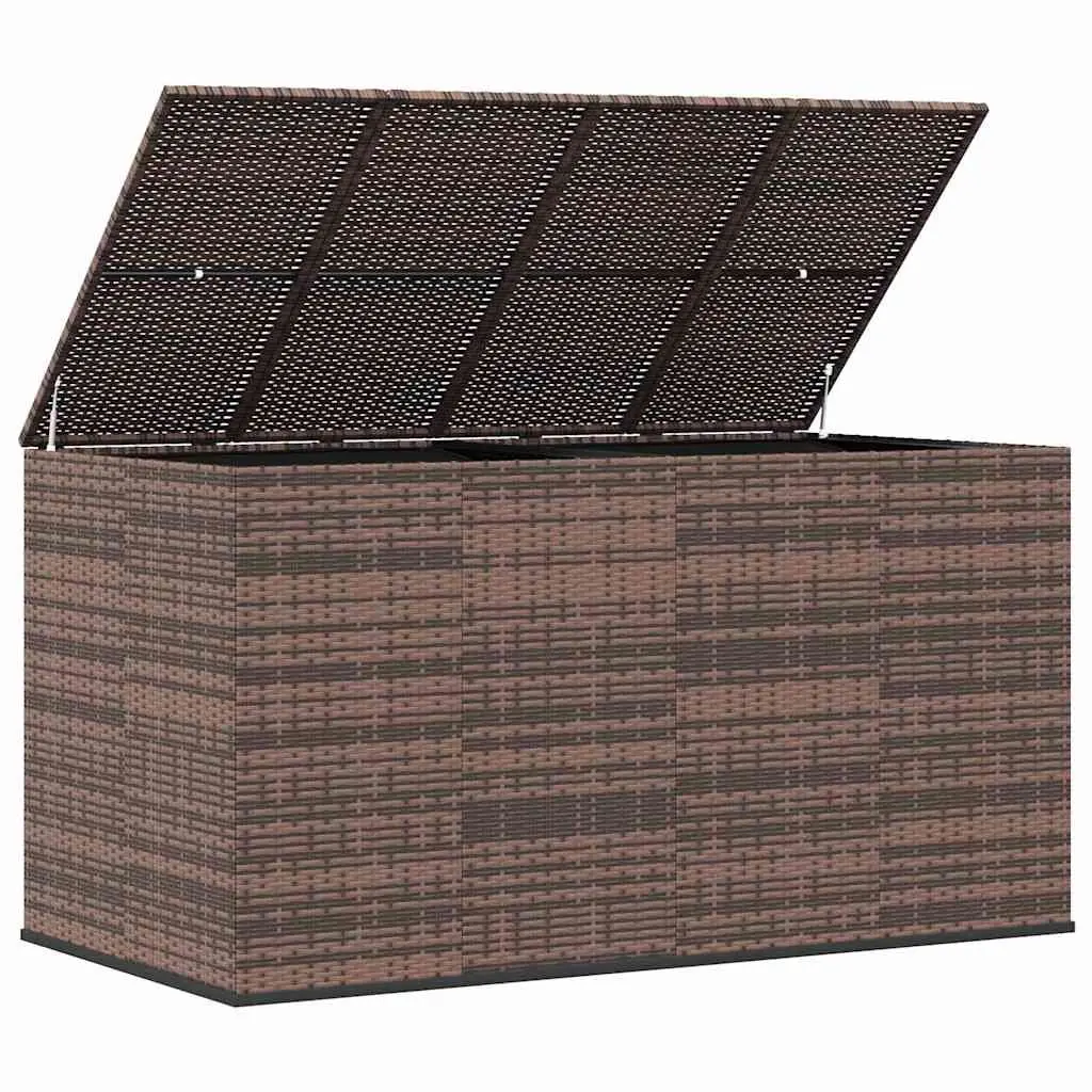 Garden Storage Box PE Rattan 194x100x103cm Brown Outdoor