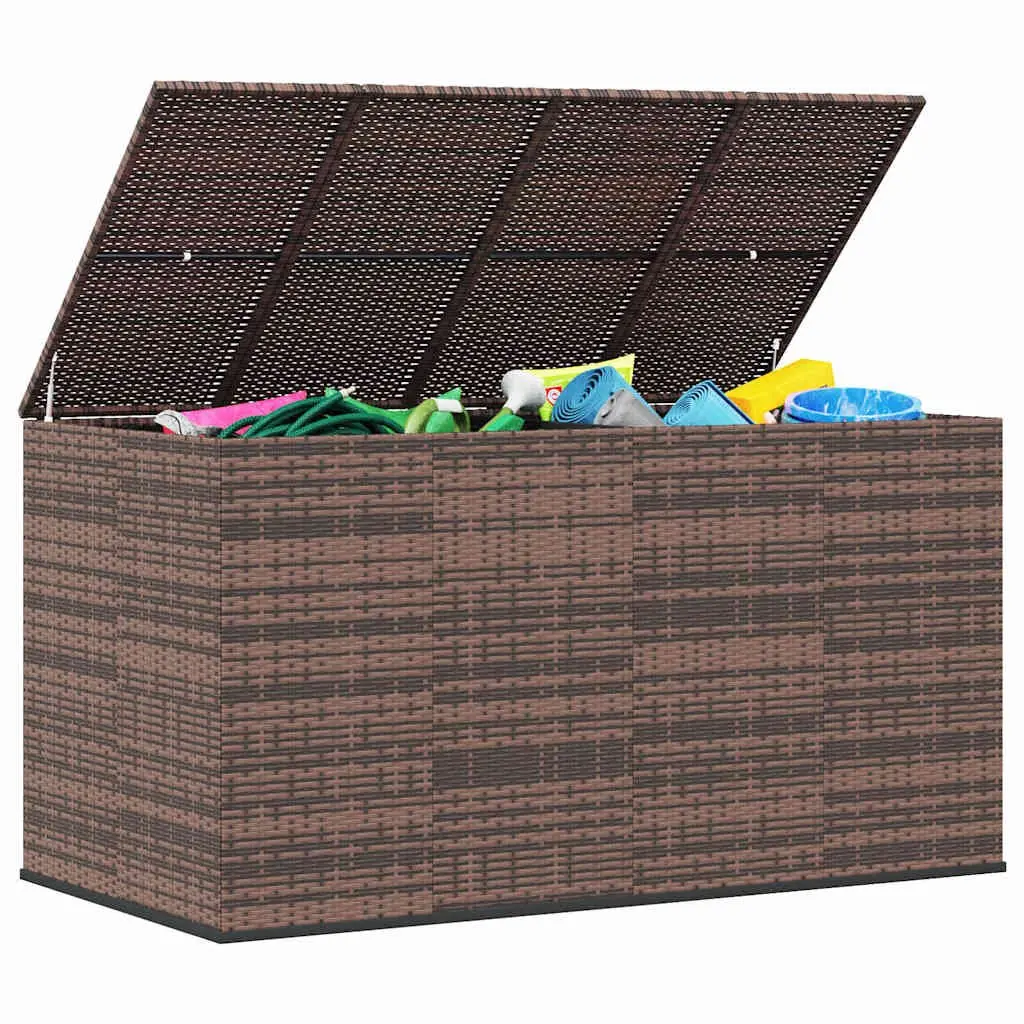 Garden Storage Box PE Rattan 194x100x103cm Brown Outdoor