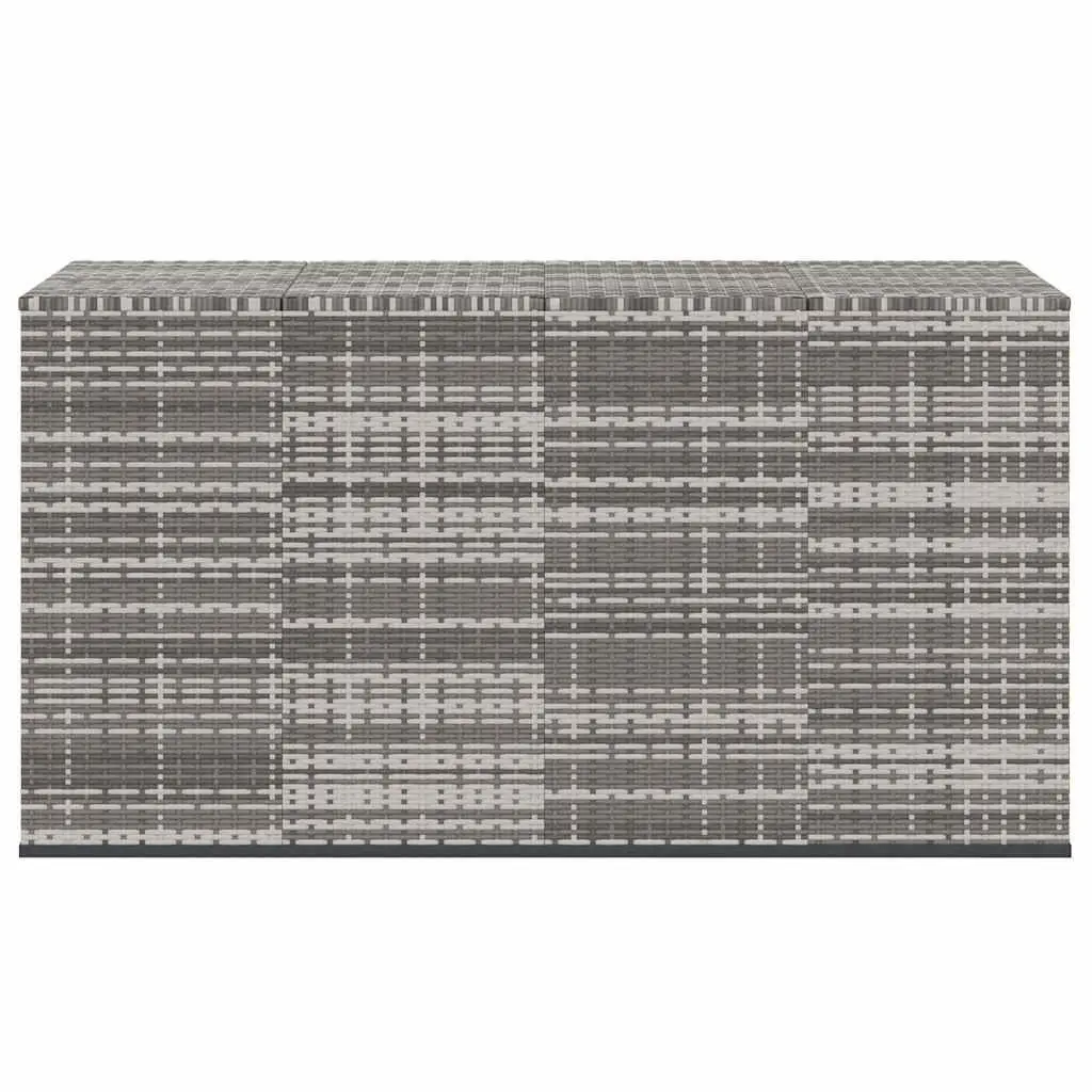 Garden Cushion Storage Box Grey PE Rattan 194x100x103cm Outdoor Furniture with Powder Coated Steel Frame and Gas Lift Mechanism