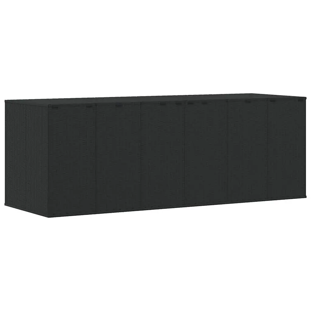 Cushion Storage Box PE Rattan Weather-Resistant Black Powder-Coated Steel 291 x 100.5 x 104 cm