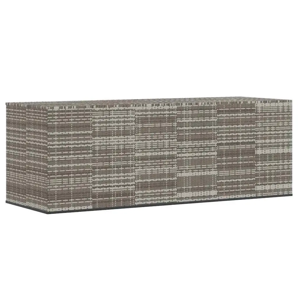 Garden Storage Box PE Rattan Grey 291x100.5x104cm