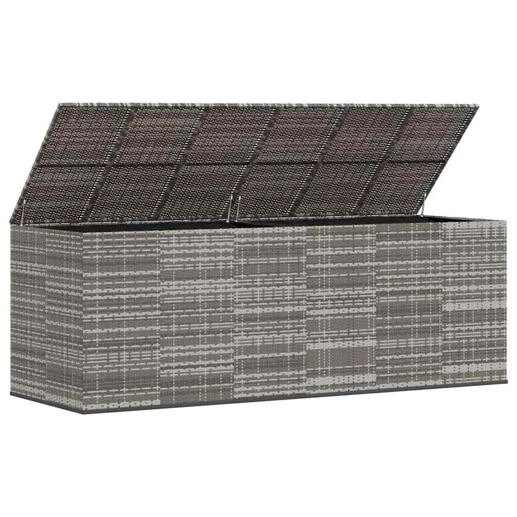 Garden Storage Box PE Rattan Grey 291x100.5x104cm