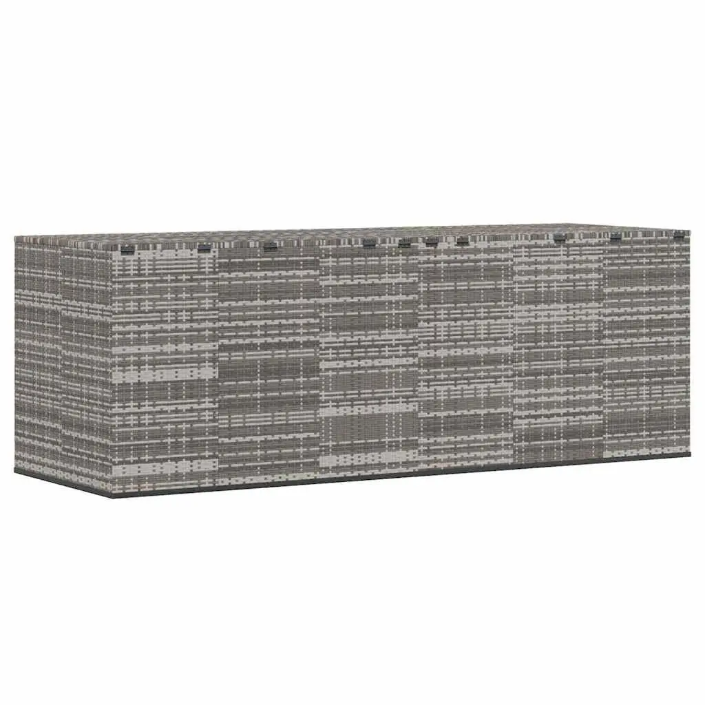 Garden Storage Box PE Rattan Grey 291x100.5x104cm
