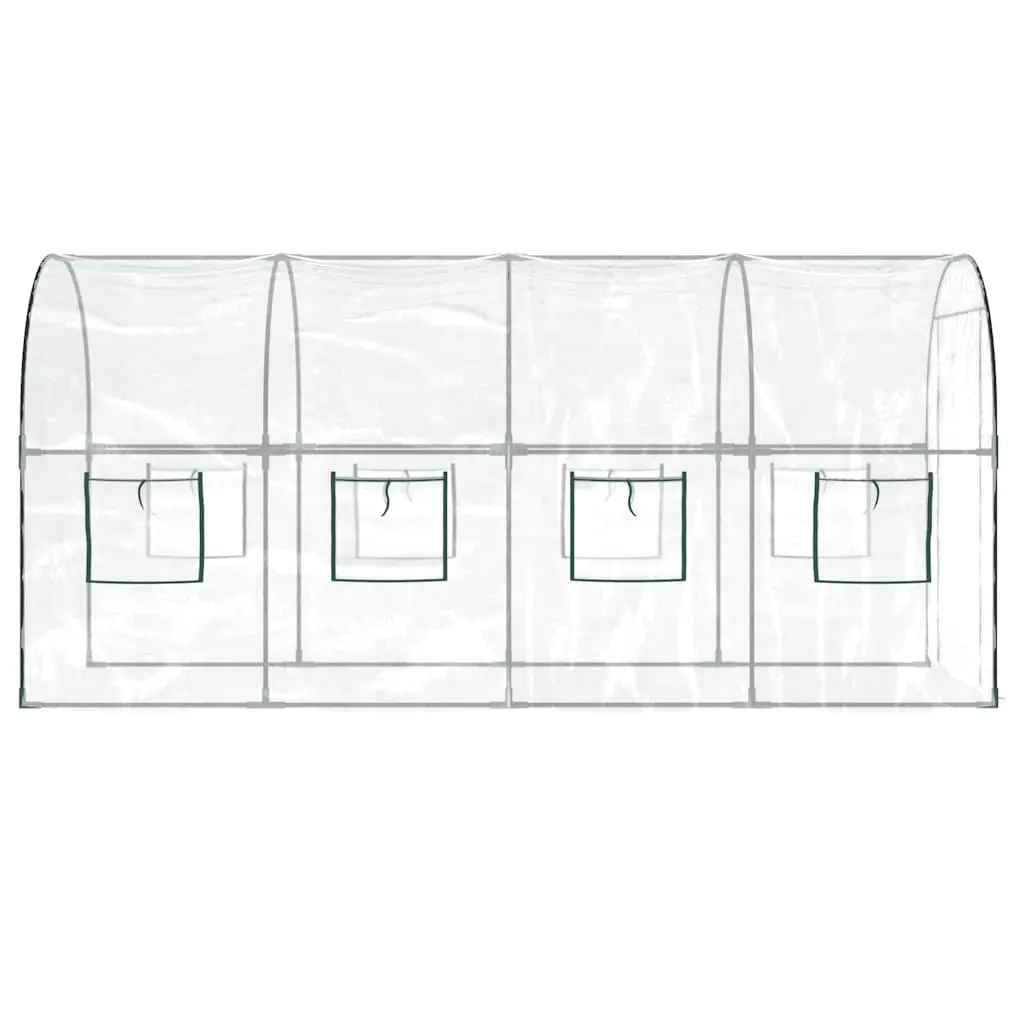 Greenhouse PVC Cover Transparent 160x400x190cm Steel Frame Roll-Up Windows
