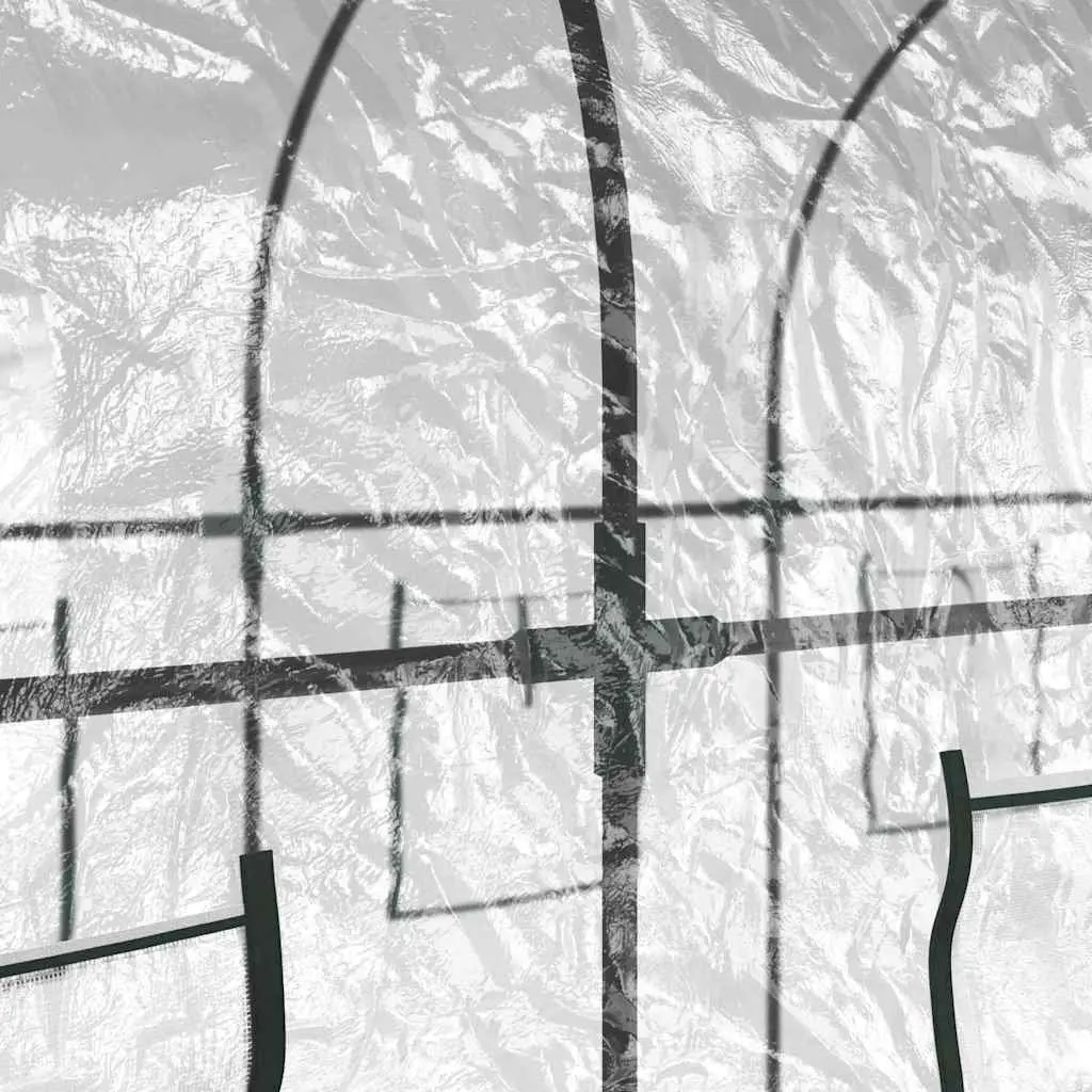Greenhouse PVC Cover Transparent 160x400x190cm Steel Frame Roll-Up Windows