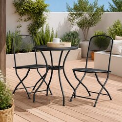 Folding Garden Chairs 2 Piece Set Outdoor Patio Seating Anthracite Metal Mesh