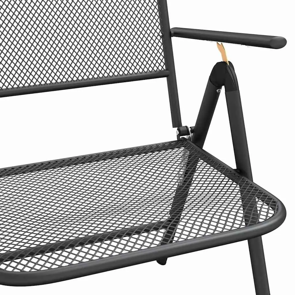 Folding Garden Chairs Iron Frame 4 pcs Reclining Anthracite Expanded Metal Mesh
