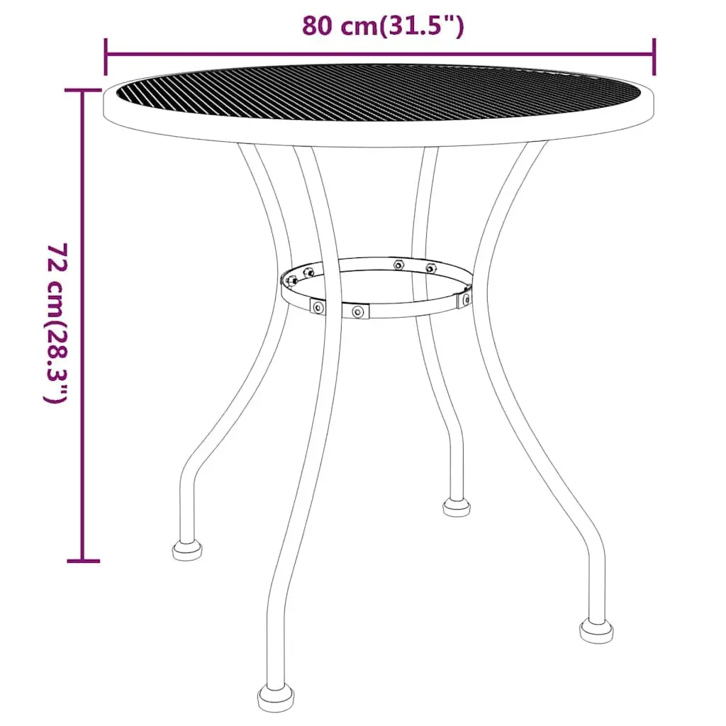 Garden Dining Table Iron Ø80cm Round Mesh Outdoor Anthracite