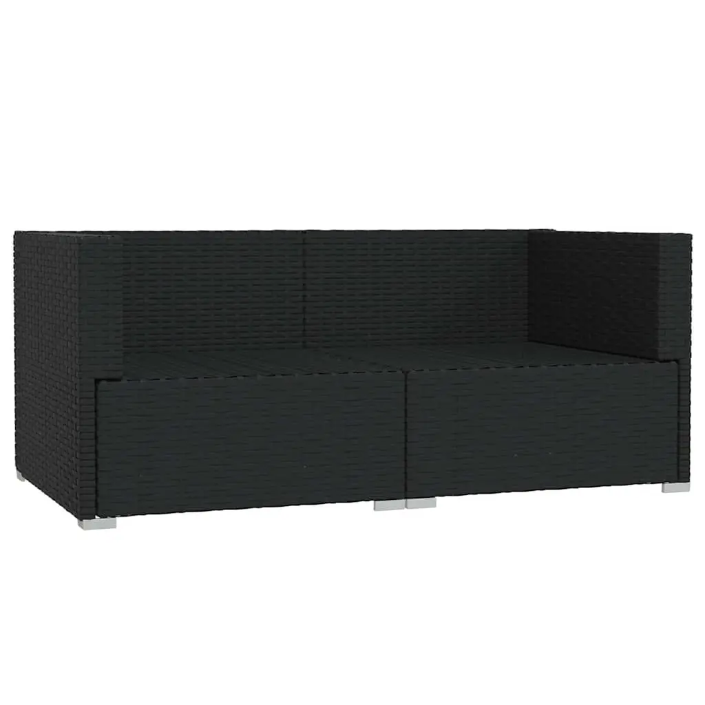 2-Seater Outdoor Sofa PE Rattan Black with Cushions