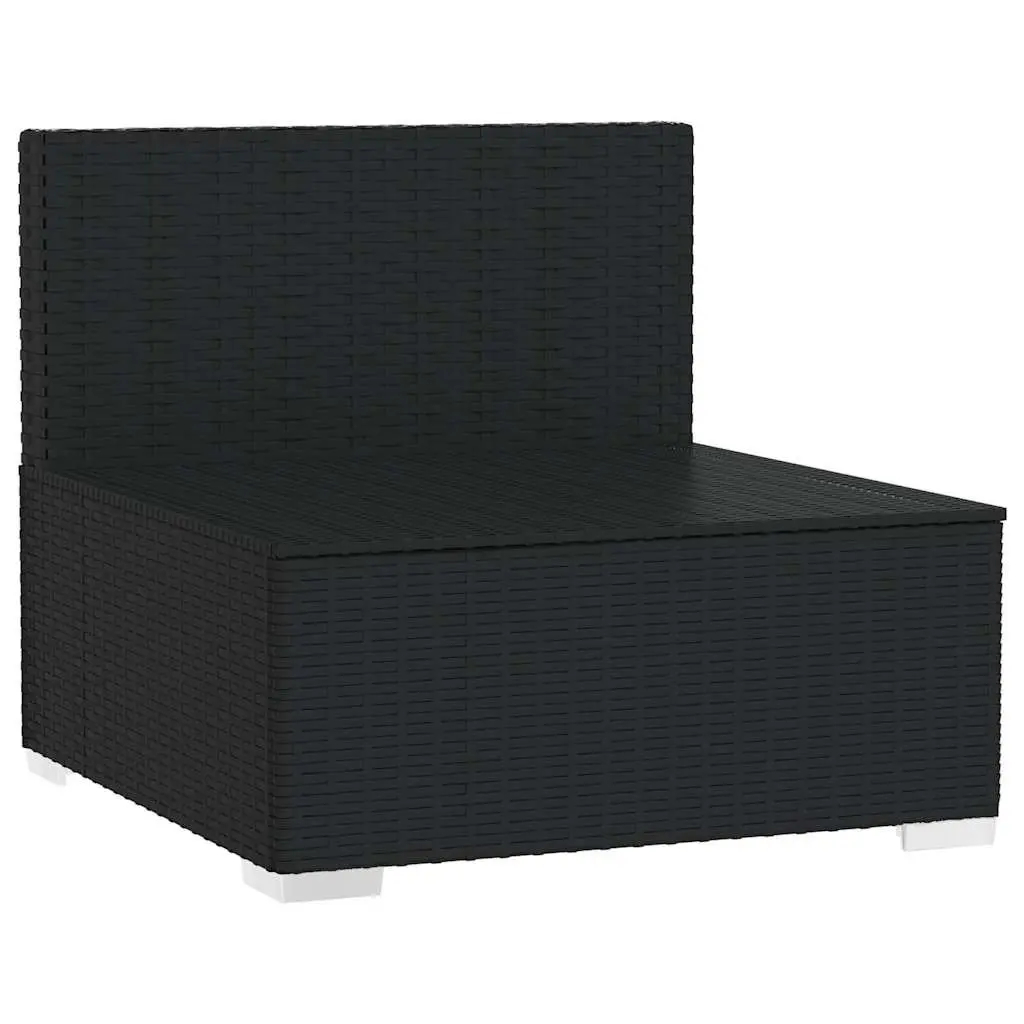 Outdoor Middle Sofa Black PE Rattan Garden Patio Sectional Seat with Cushions