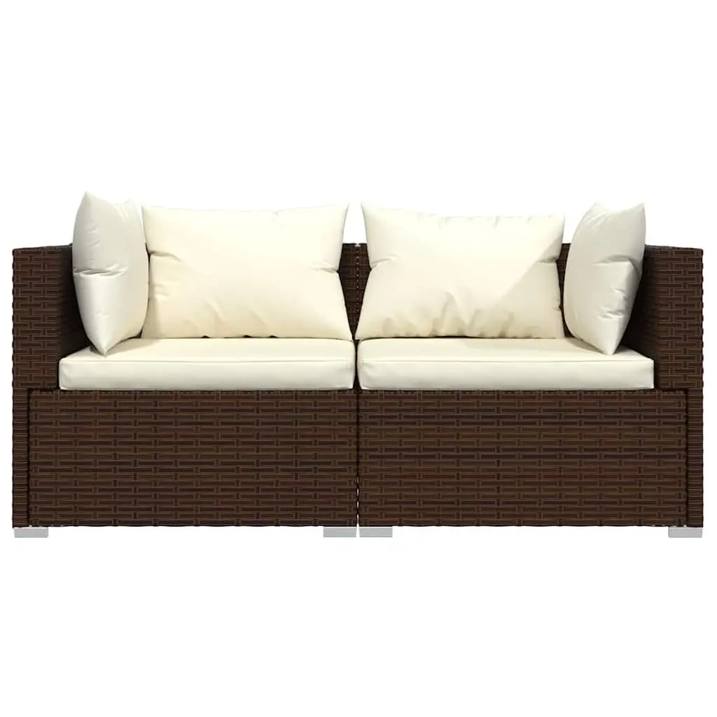 3 Piece Outdoor Garden Lounge Set Modular Configuration Brown Waterproof Rattan with Cushions
