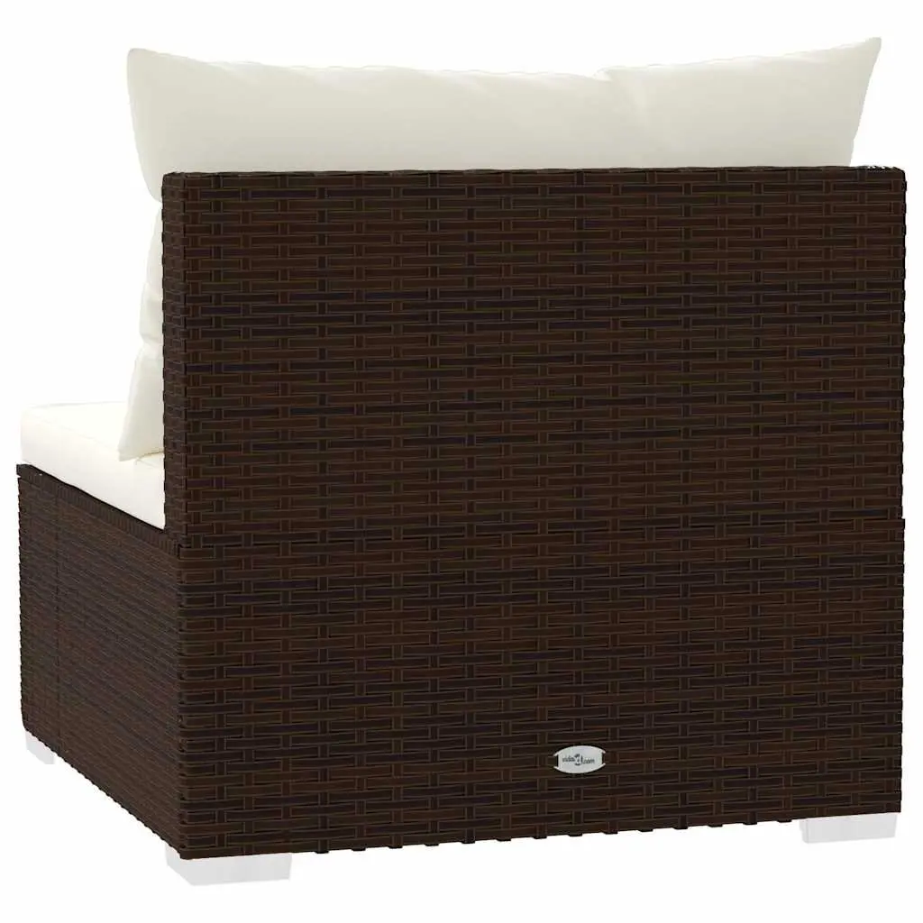 3-Seater Garden Sofa Steel Frame PE Rattan Brown Modular Outdoor Furniture with Cushions