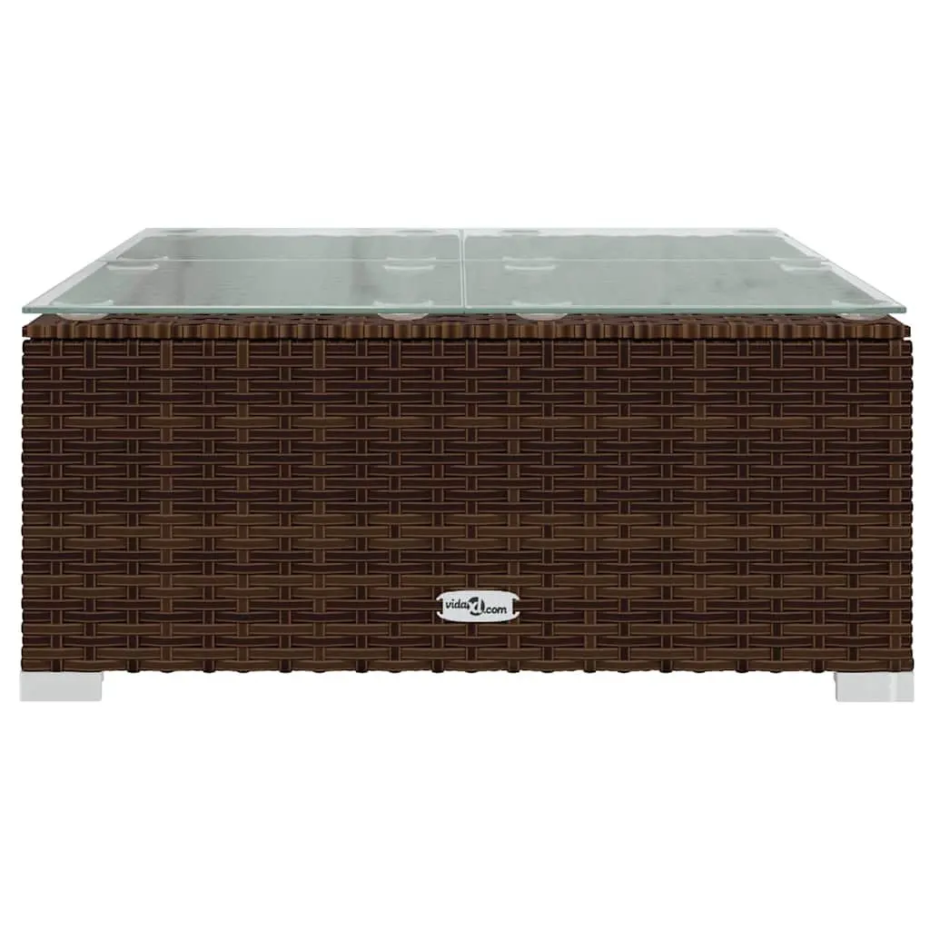 Garden Lounge Set Outdoor Patio Furniture Powder Coated Steel Waterproof PE Rattan 4 Piece Brown