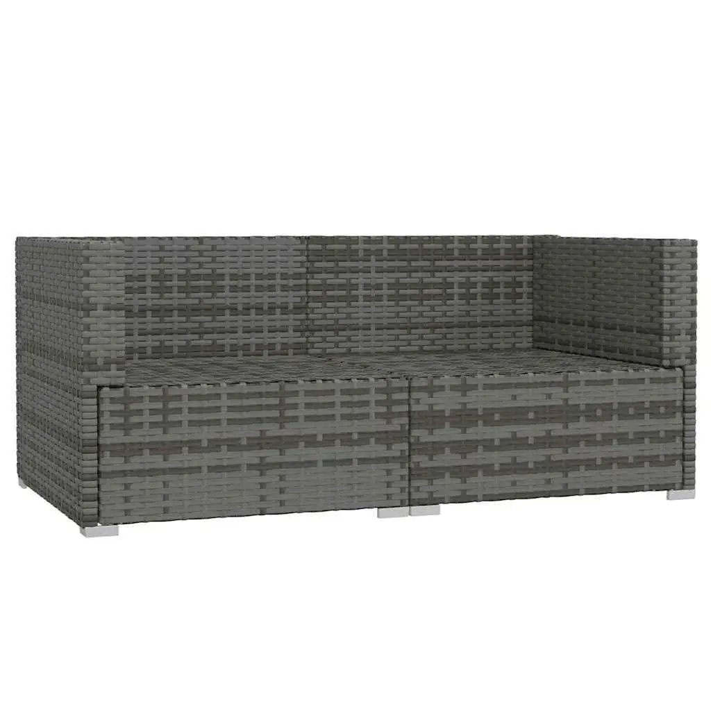2-Seater Sofa Waterproof PE Rattan Modular Grey with Cushions