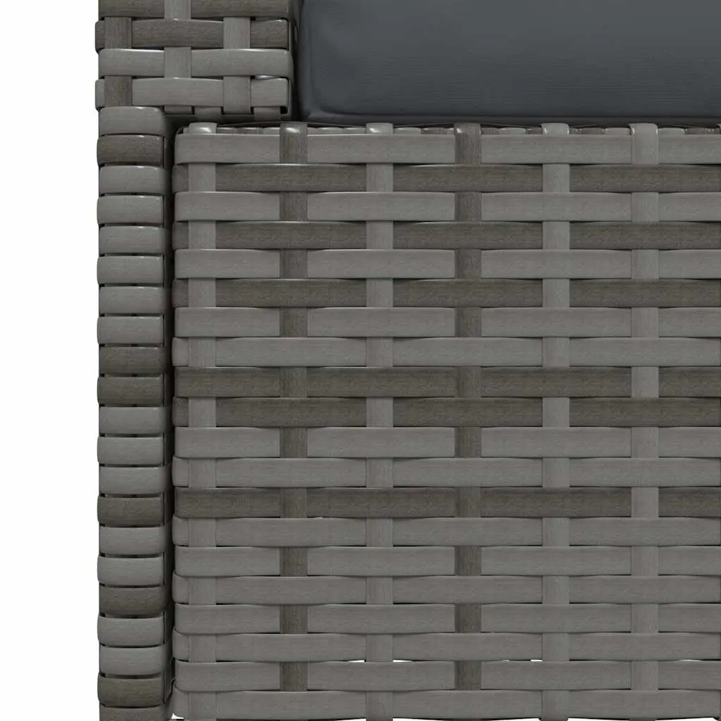 2-Seater Sofa Waterproof PE Rattan Modular Grey with Cushions