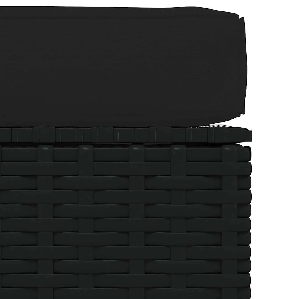 Garden Footrest Ottoman Steel Frame Waterproof PE Rattan 70x70x30cm Black